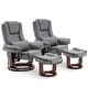 preview thumbnail 5 of 50, MCombo Set of 2 Swivel Recliner with Ottoman, Vibration Massage Lumbar Pillow Grey