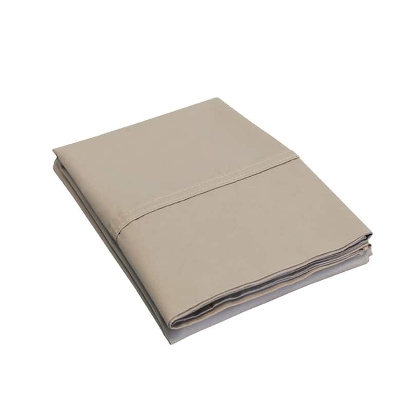 Superior 300TC Flynn Solid Cotton Percale Pillowcase - (Set of 2) - Standard - Tan