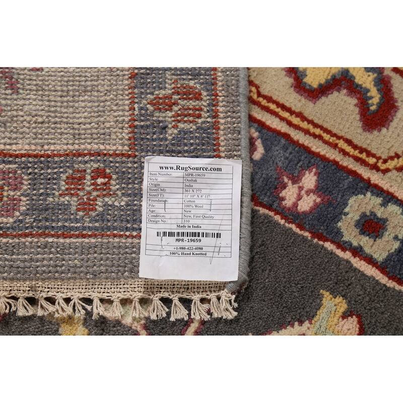 All-Over Grey Oushak Oriental Area Rug Handmade Wool Carpet - 8'11"x 11'10"
