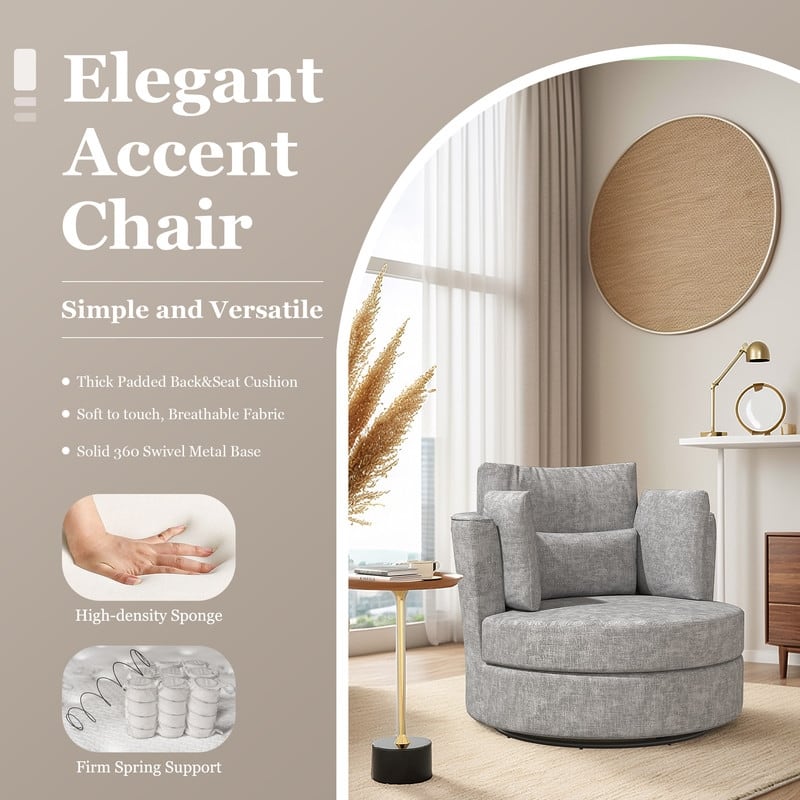 Swivel 34.7" Wide Comfortable Chenille Accent Chair (Set of 4)