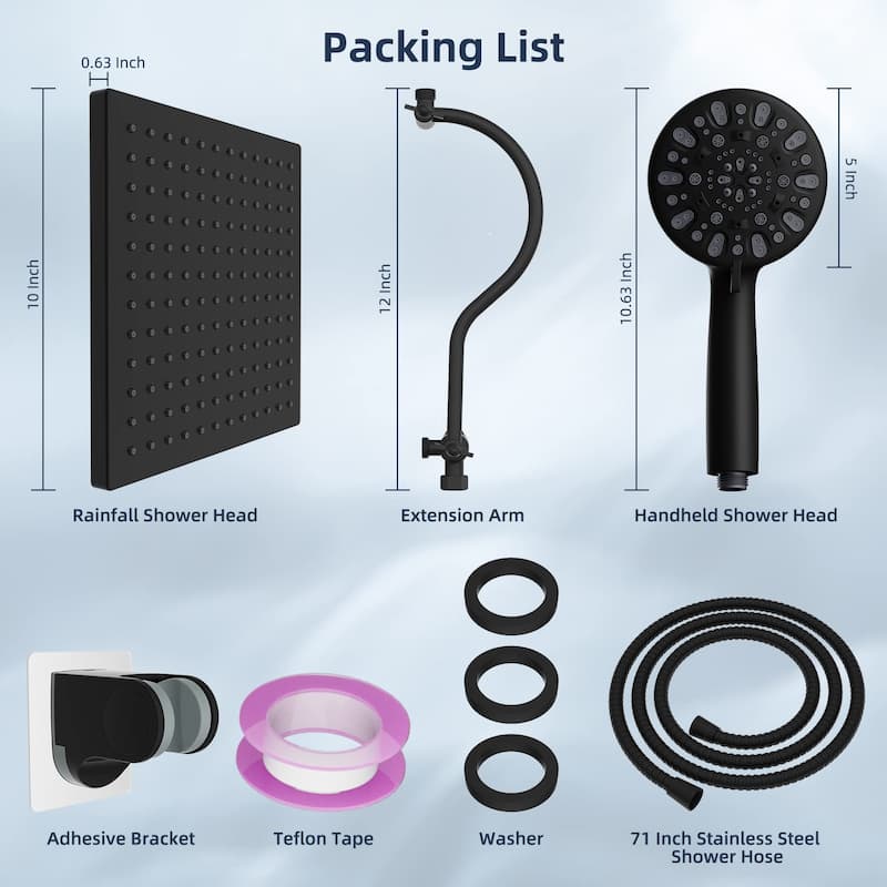 10 Inch Thickness Metal Rainfall Shower Head/Handheld Shower Combo