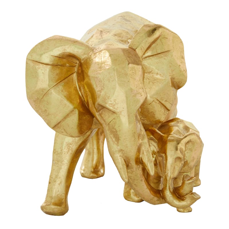 CosmoLiving by Cosmopolitan Gold Polystone Elephant Decorative Sculpture - 7 x 10 x 8