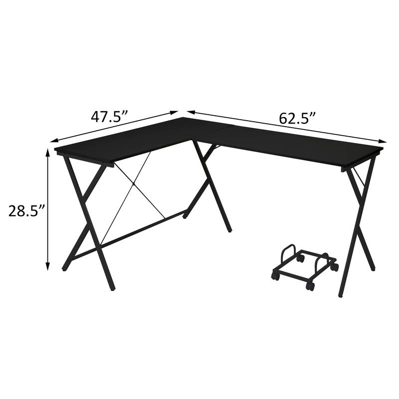 Efficient Corner L-Shaped Desk with Spacious Work Area, Sturdy X-Frame Design, and CPU Holder for Office Use