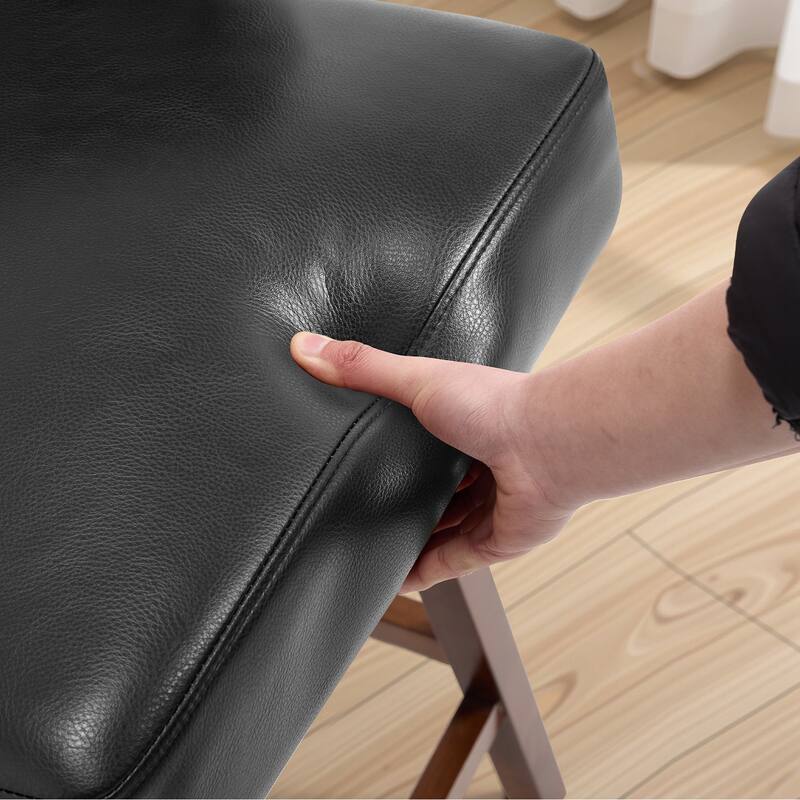 Upholstered Swivel Counter Height Bar Stools with Cutout Back and Solid Wood Frame - 38.2"H x 22.1"W x 23.6"D