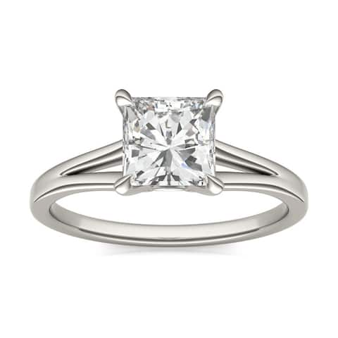 Charles & Colvard 1.26ct DEW Princess Cut Moissanite Solitaire Ring in 14k Gold