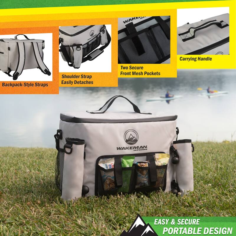 Kayak Cooler - 18L Seat Back Fishing Cooler - Water-Resistant Insulated Bag - 8-12 Hour Cooling Time by Wakeman Outdoors