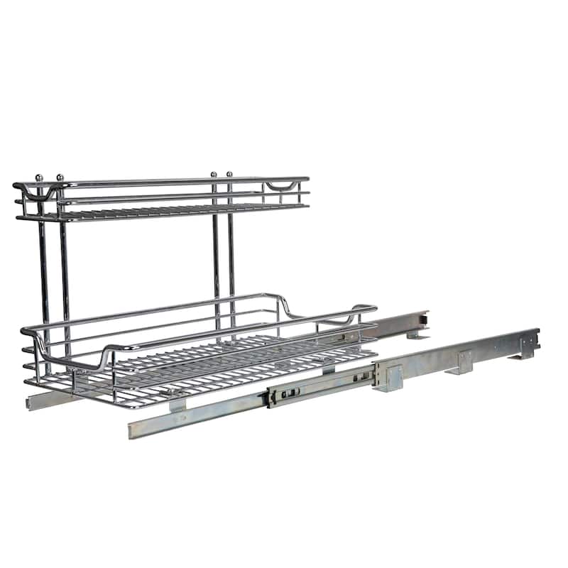 Household Essentials 12-inch Extended Undersink Organizer in Chrome