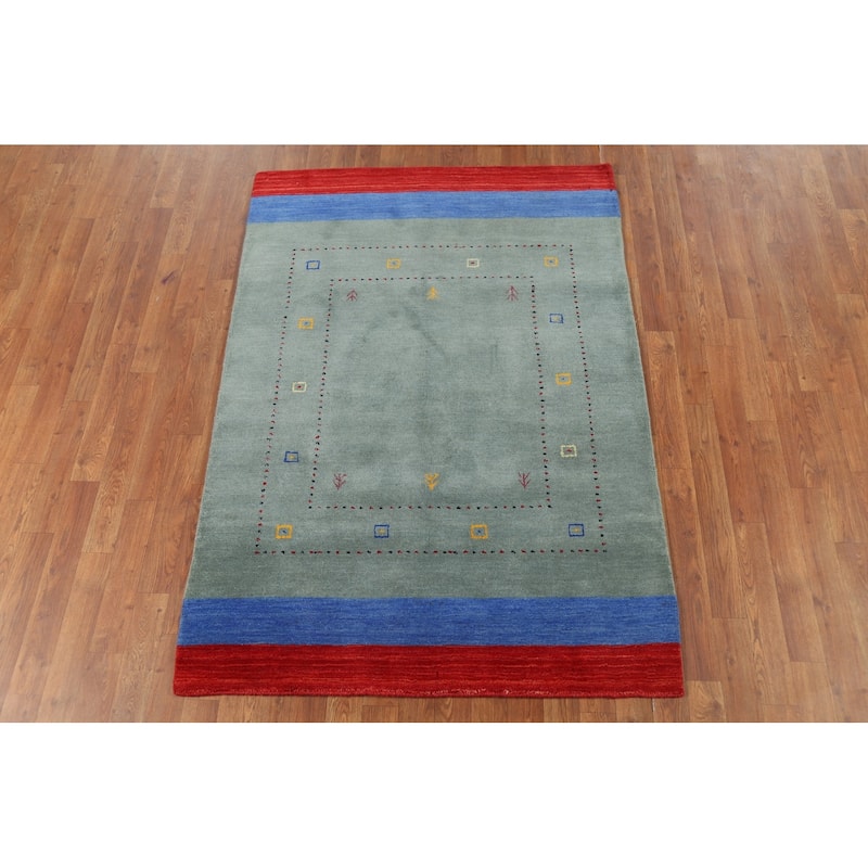 Gabbeh Oriental Accent Rug Hand-Knotted Wool Carpet - 3'11"x 5'8"