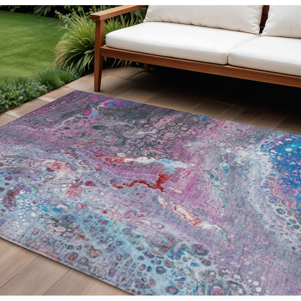 HomeRoots Abstract Contemporary Rectangle Outdoor Rug
