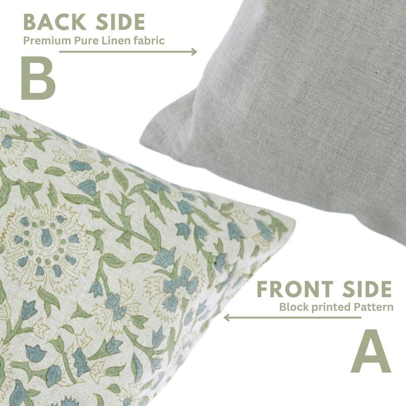 Fabdivine 26x26 Inch Floral Cushioncase for Gift, Living Room or Seasonal Home Décorative Aqua Linen Pillow Cover, Pushplata