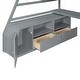 preview thumbnail 15 of 44, Full Size Loft Bed with 7-Drawers, 2-Shelves, Desk, and Playhouse Design - Sturdy Pine Wood Frame with Grey Finish for Kids