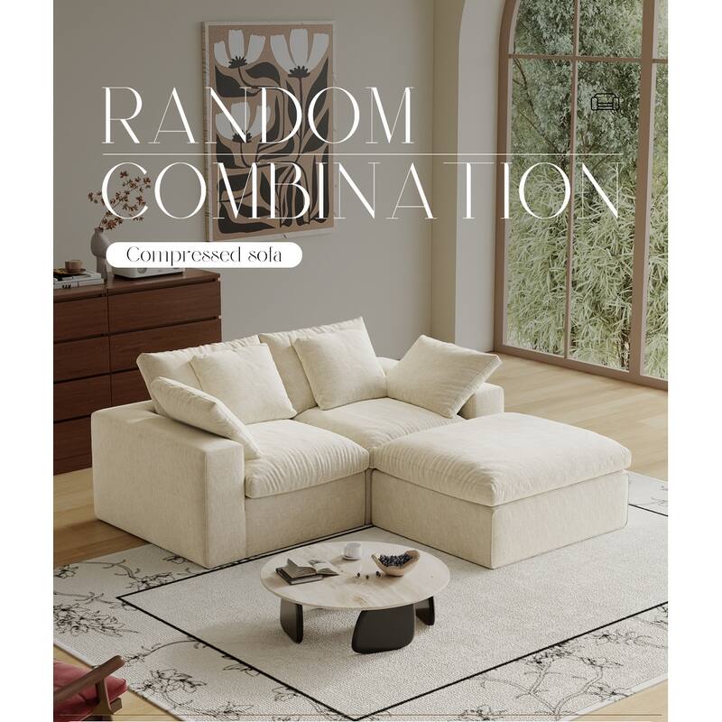 Modular Sectional Sofa, 3 Seats, Compressed Sectional Sofa Modern Minimalist Style Final Couch, Sleeper Sofa for Living Room