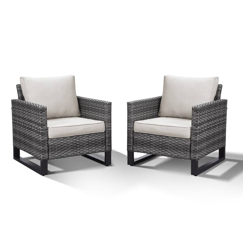 Patio PE Wicker Chair with Cushion Set of 2