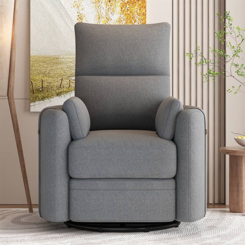 360 Swivel Manual Living Room Recliner Rocker Chair with 2 Pillows