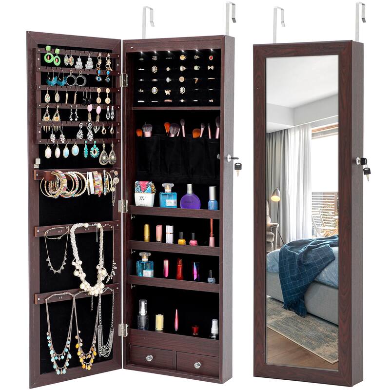 Fashion Simple Jewelry Storage Mirror With LED Lights Can Be