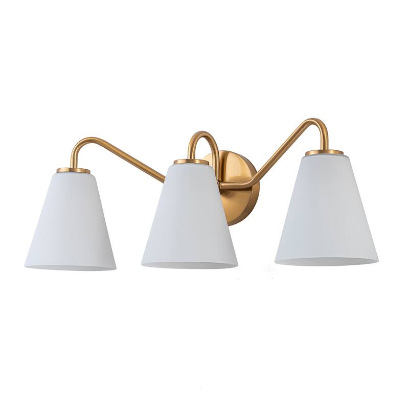 3-Light Bathroom Vanity Light with Frosted Glass - Gold