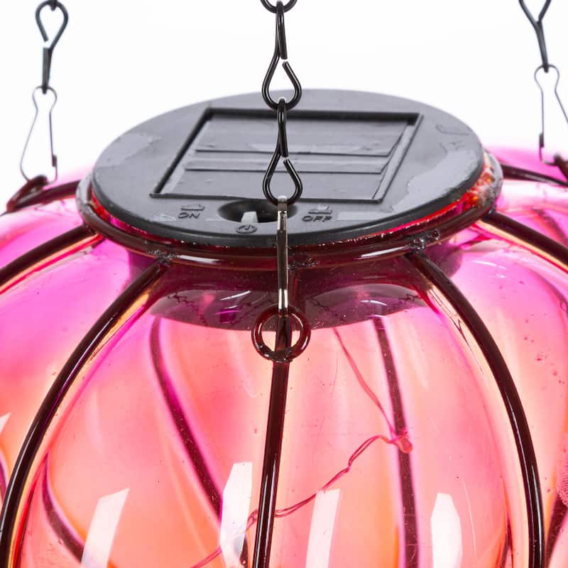 5.9 in Solar Lit Hand Blown Glass Luminary Set of 3