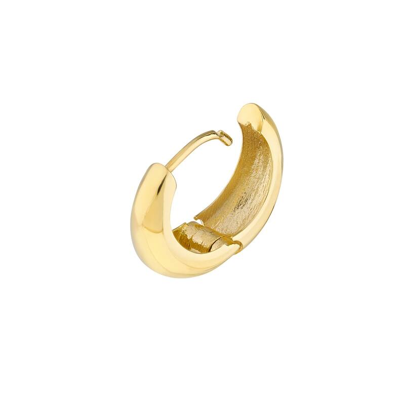 Curata 10k Yellow Gold 12mm Graduated Small Puff Hinged Hoop Earrings