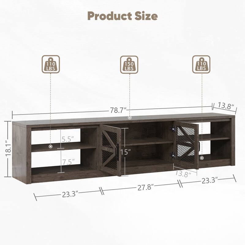 Pocassy 8.7" Farmhouse TV Stand with LED Light