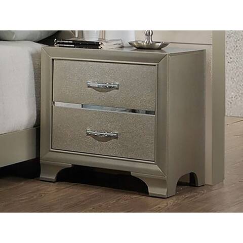 Contemporary night stand-Champagne & wood finish