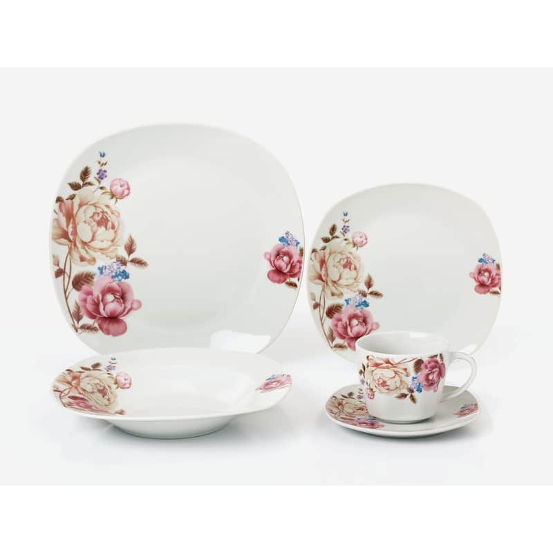 Porcelain 20 Piece Square Dinnerware Set Service for 4