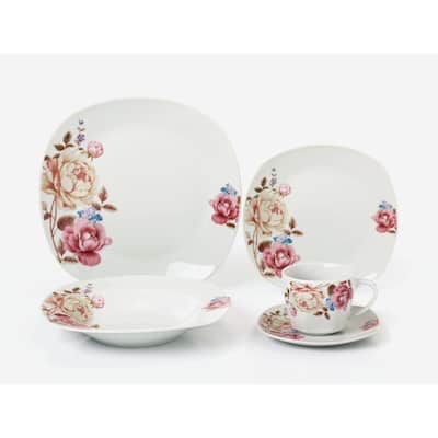 Porcelain 20 Piece Square Dinnerware Set Service for 4