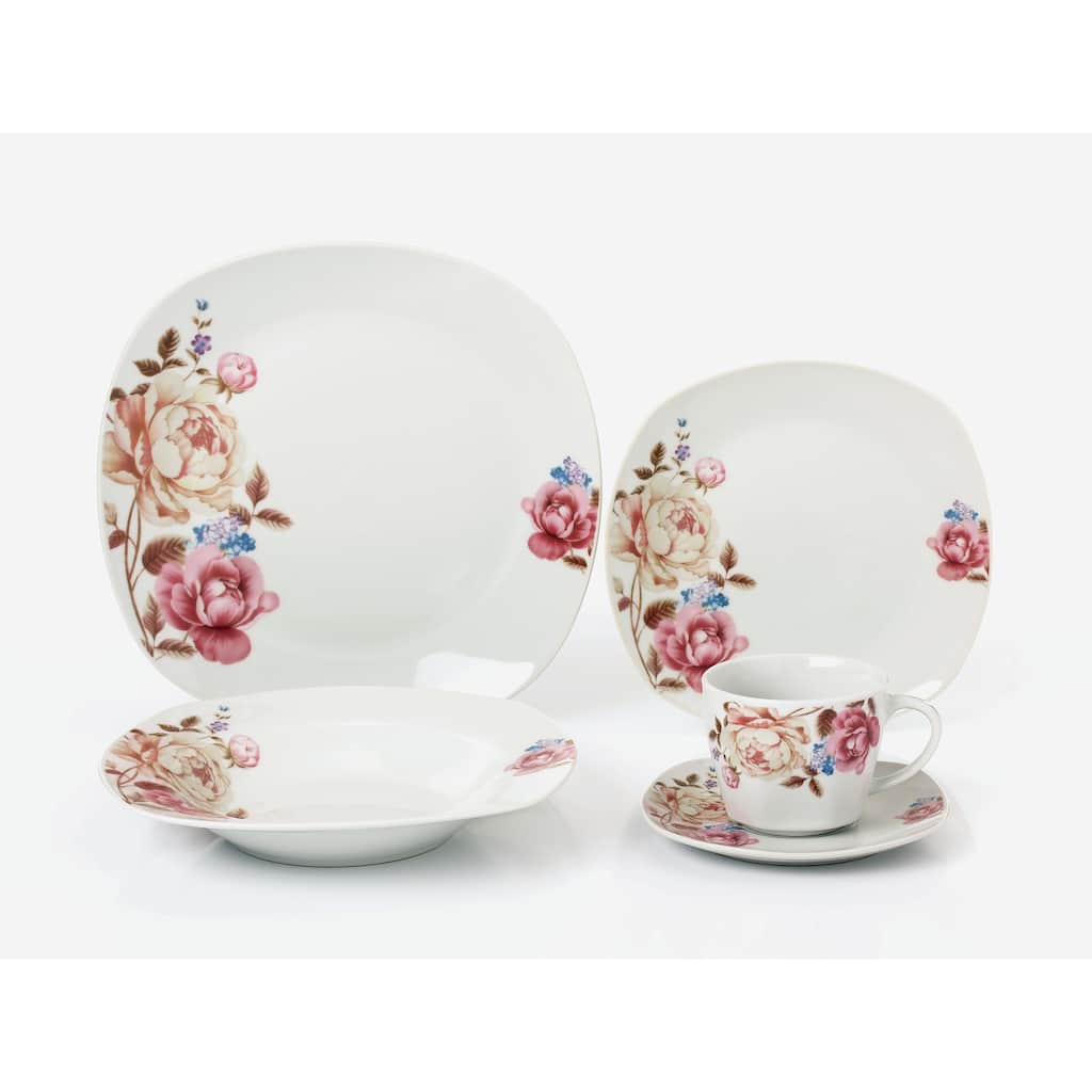 Porcelain 20 Piece Square Dinnerware Set Service for 4