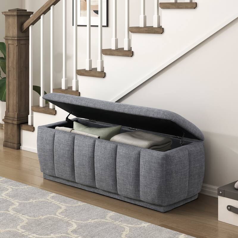 Ottoman Storage Bench for Bedroom end of Bed, 47" Upholstered Fabric Ottoman Bench for Living Room, Bedroom, Entryway