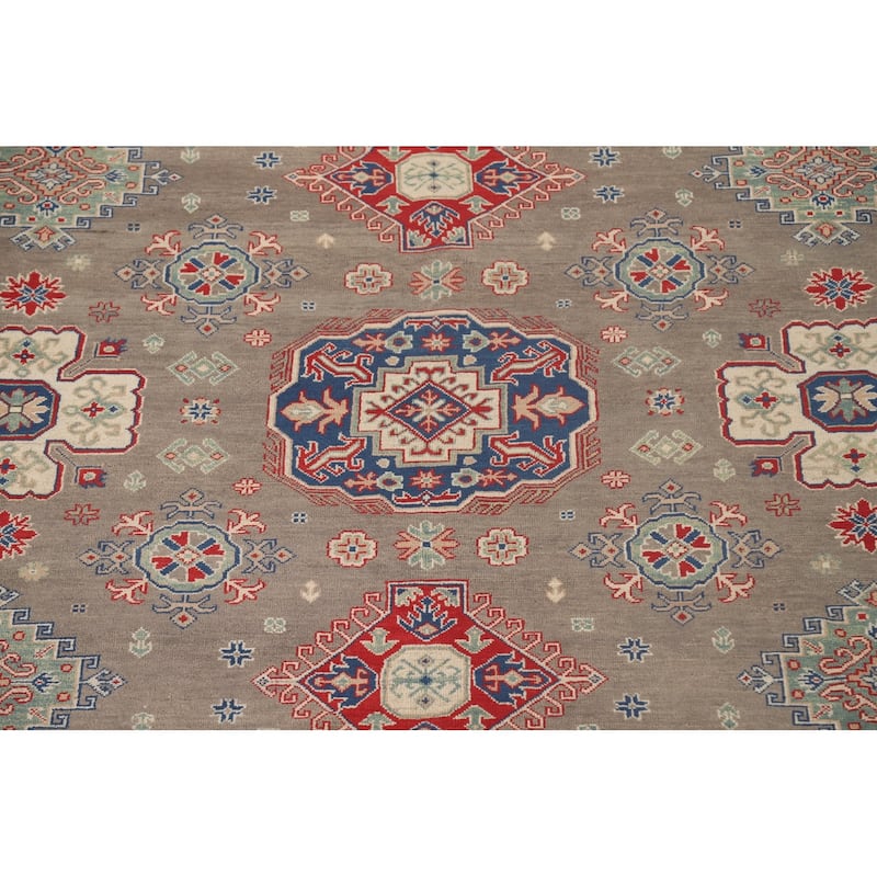 Geometric Kazak Area Rug Handmade Oriental Wool Carpet - 9'11"x 12'10"