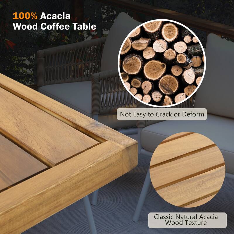 4-Piece Patio Conversation Set with Acacia Wood Table