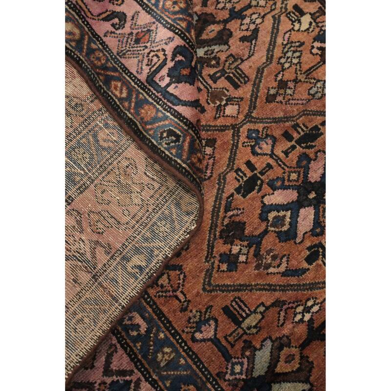 Hand Knotted Oriental 100% Wool Carpet Traditional Geometric Oranges & Rust Malayer Area Rug - 5' 4'' X 3' 4''