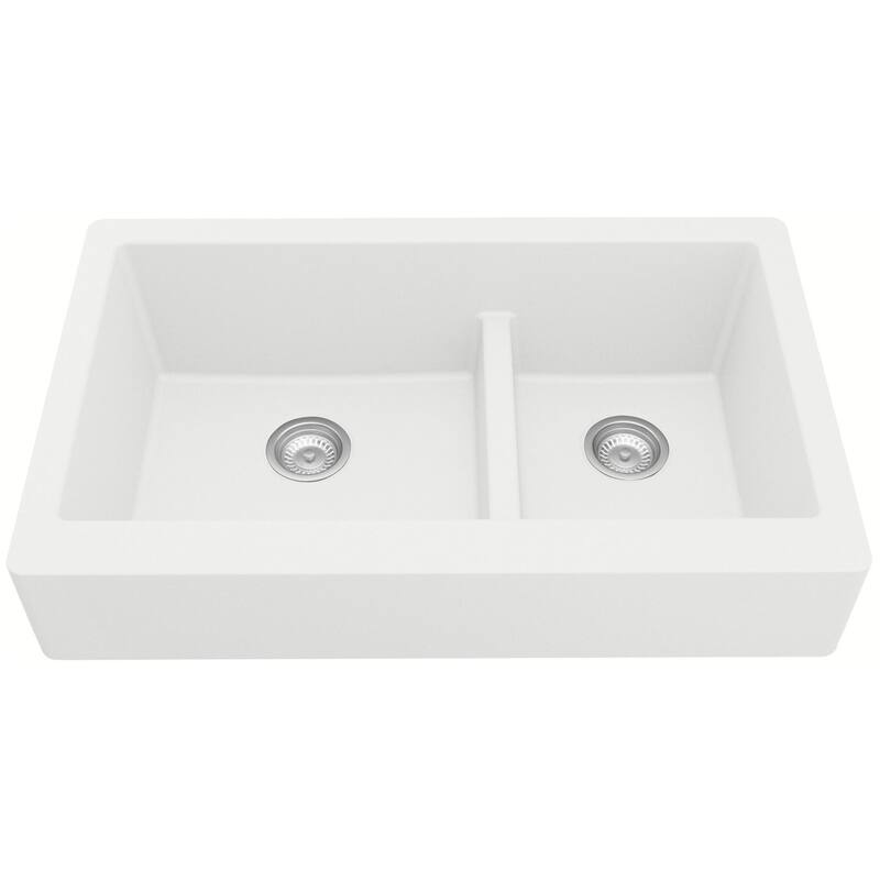 Karran USA QAR-760 Quartz QAR 34" Farmhouse Double Basin Quartz - White