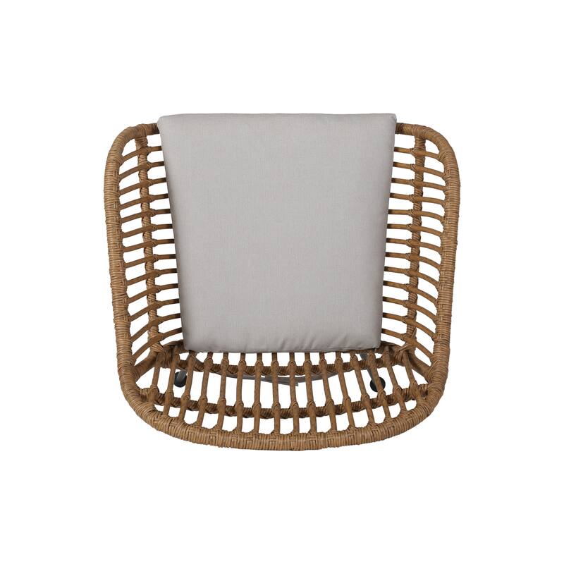 Set of 2 Modern Indoor/Outdoor Rattan Accent Chairs with Metal Legs