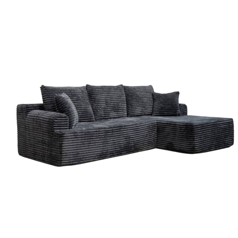 95.2" Modern L-Shaped Corduroy Sectional Sofa, No Assembly Reqired