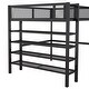preview thumbnail 42 of 47, Full Size Metal Loft Bed with 4-Tier Storage Shelves and Ladder