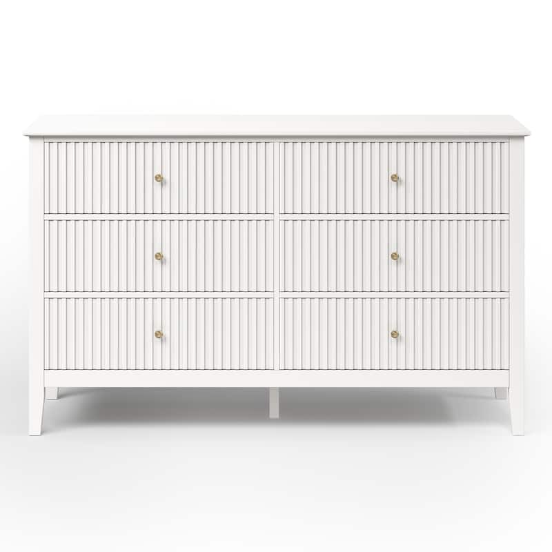 6 Drawer Dresser Fluted Modern with 5 Colors Available | High Weight Capacity Wood Dresser for Bedroom