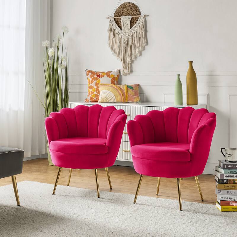 Xabier Cute Modern Upholstered Barrel Chair Accent Chair with Tufted Back Set of 2 by HULALA HOME