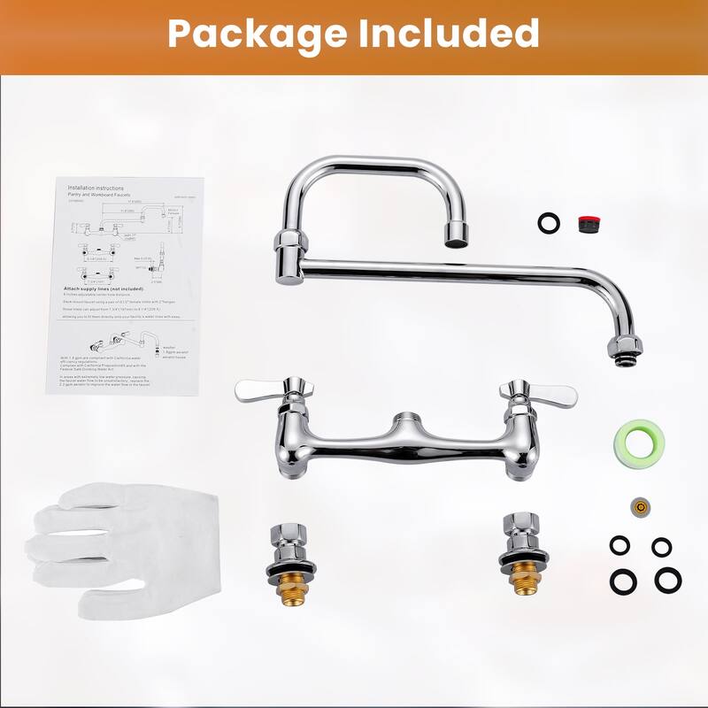 WOWOW Double Handle Wall Mount Standard Kitchen Faucet