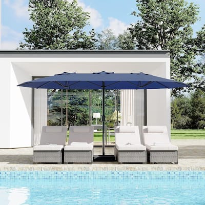 15' Large Patio Umbrella with Sandbag Base, Navy