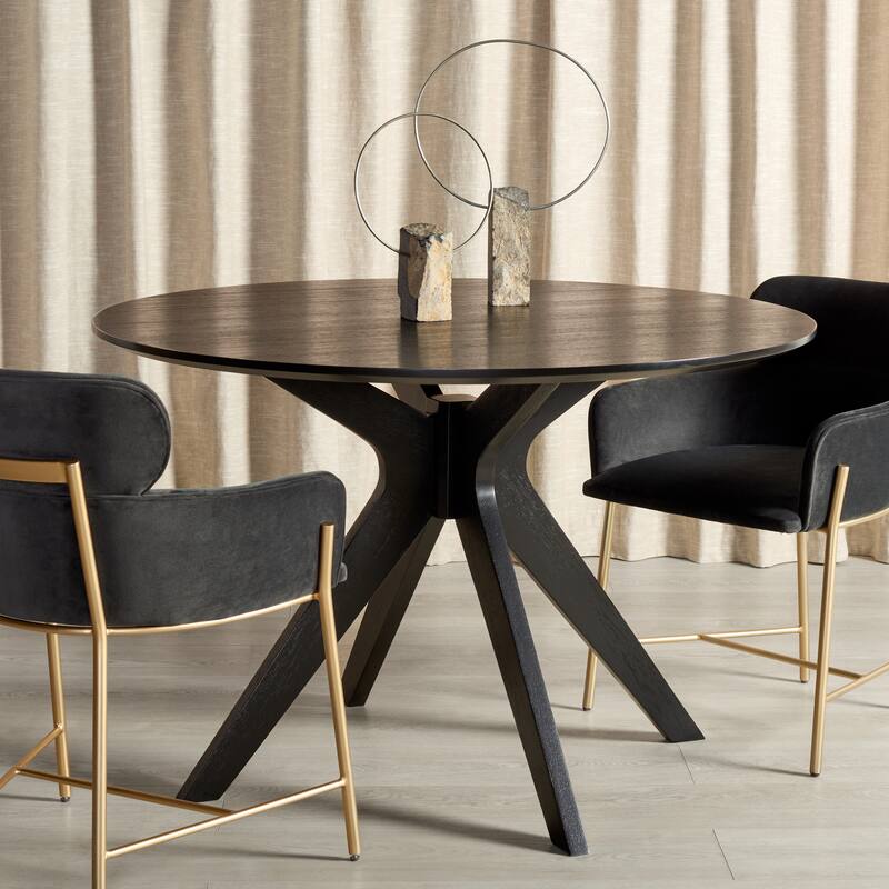 SAFAVIEH Couture Meiko 46-inch Round Dining Table - 46 In W x 46 In D x 30 In H - 46Wx46Dx30H - Black