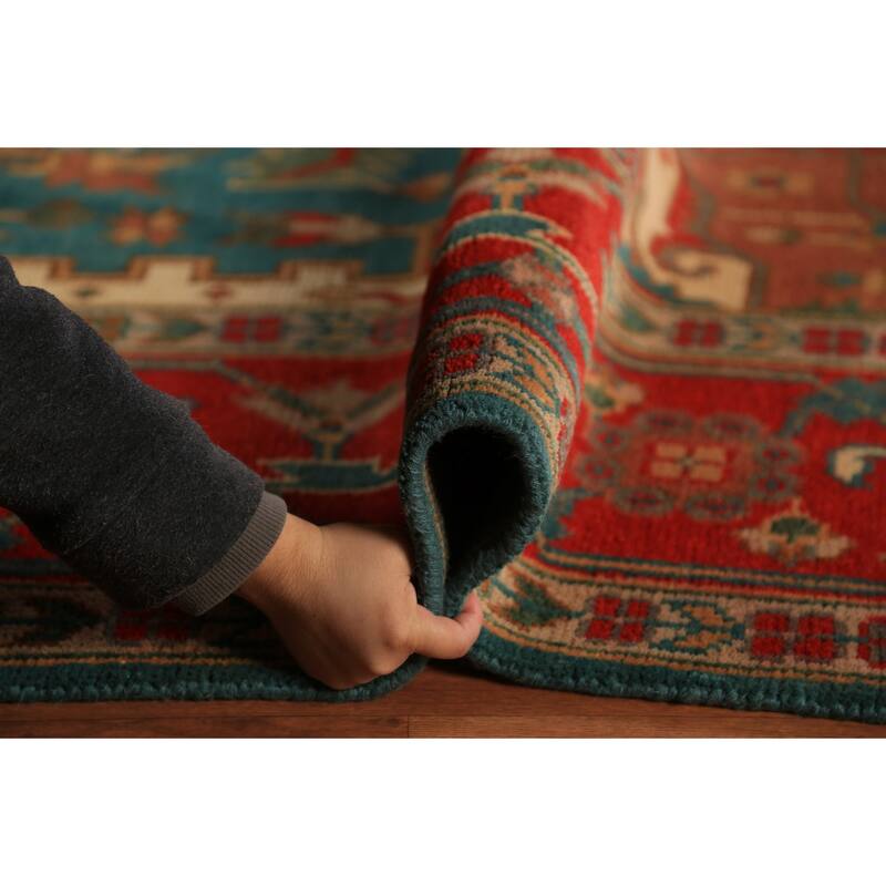 Green Medallion Oushak Indian Large Rug Hand-Knotted Wool Carpet - 9'7"x 13'9"