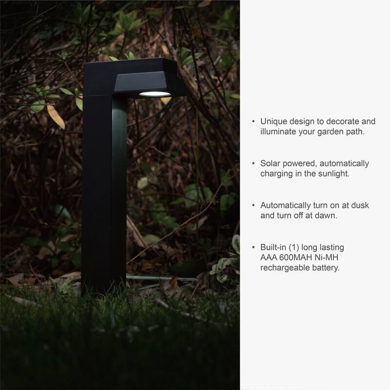 Glitzhome 15"H Set of 6 Solar Powered SMD LED Pathway Ground Light - Black