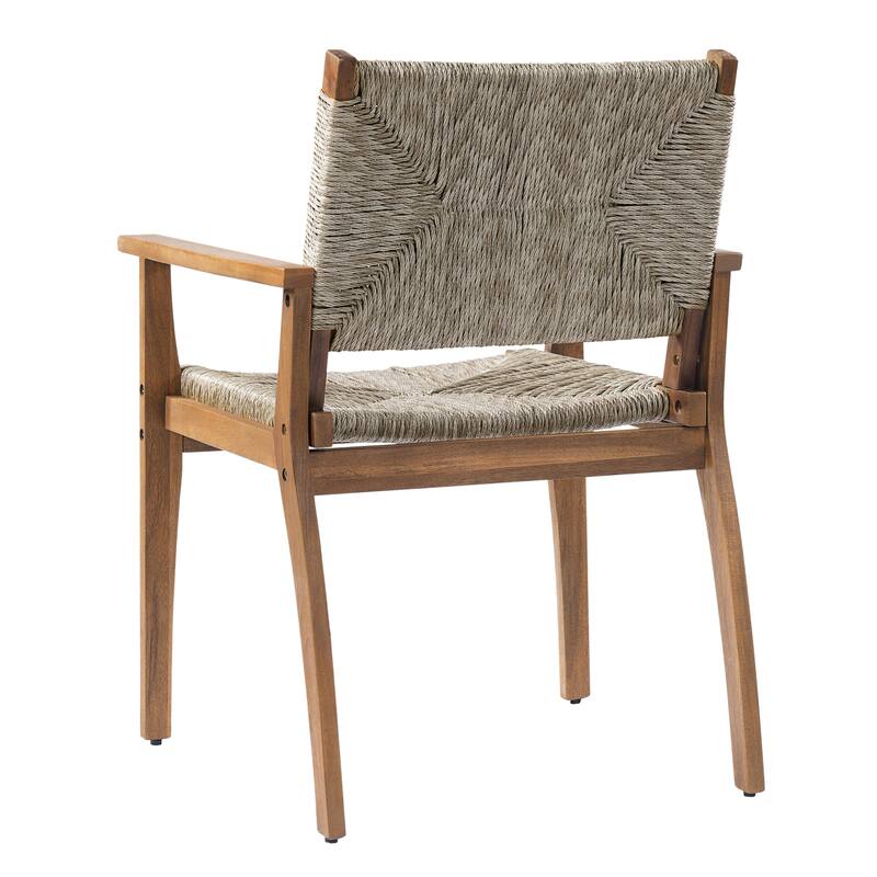 Christopher Knight Home - Outdoor Acacia Wood Dining Chair with Handwoven Wicker Seat (Set of 2)