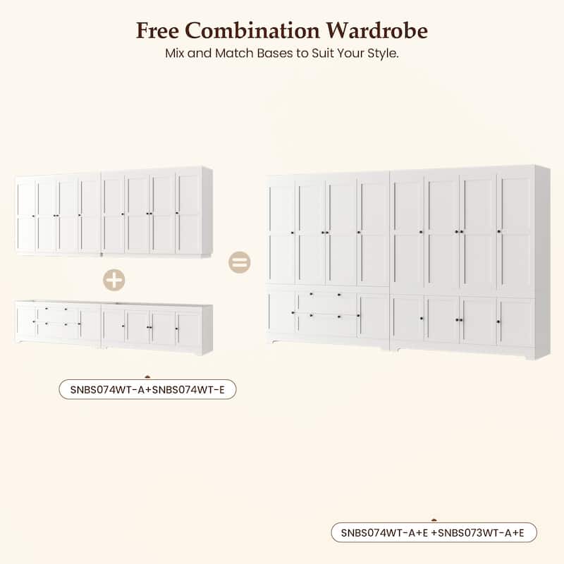 Pocassy 71" H Wardrobe Closet with Drawers with Doors and Storage