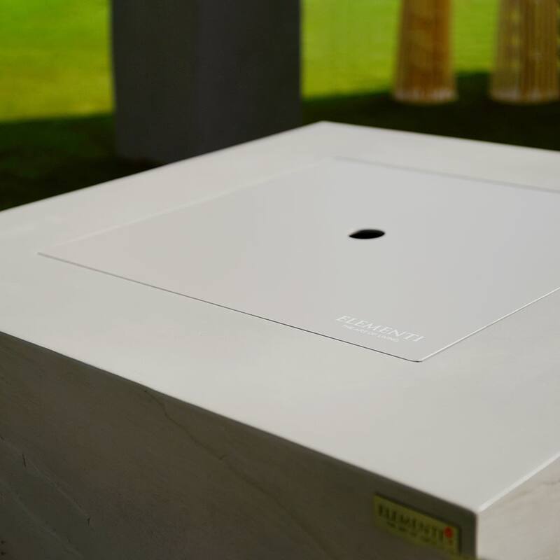 Elementi Plus Capertee Outdoor Fire Pit Table Concrete Square 60000 BTU - 40 x 40 inches with Lid, Fire Glass, and Cover