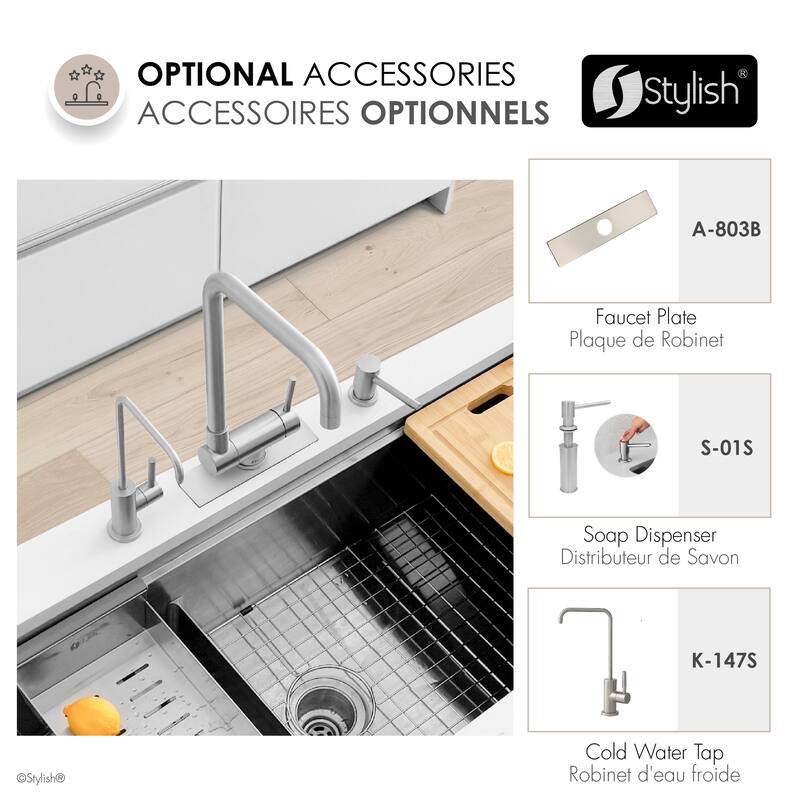 Single Handle Brushed Stainless Steel Foldable Kitchen Faucet