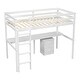 preview thumbnail 11 of 13, Wood Twin Loft Bed with Under-bed Built-in Desk and Storage Cabinet and Guardrails and Ladder For Home