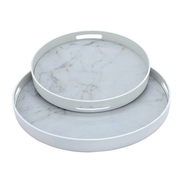 slide 1 of 1, Plutus Brands Tray Set Of 2 in White Glass
