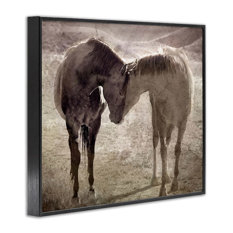 Stupell Muted Horse Pair Hugging Framed Giclee Art Design By Steve Toole