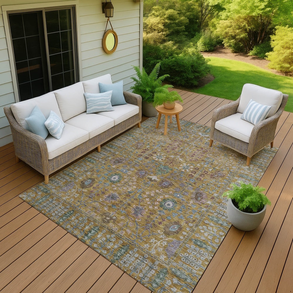 Machine Washable Indoor/ Outdoor Traditional Classic Chantille Rug